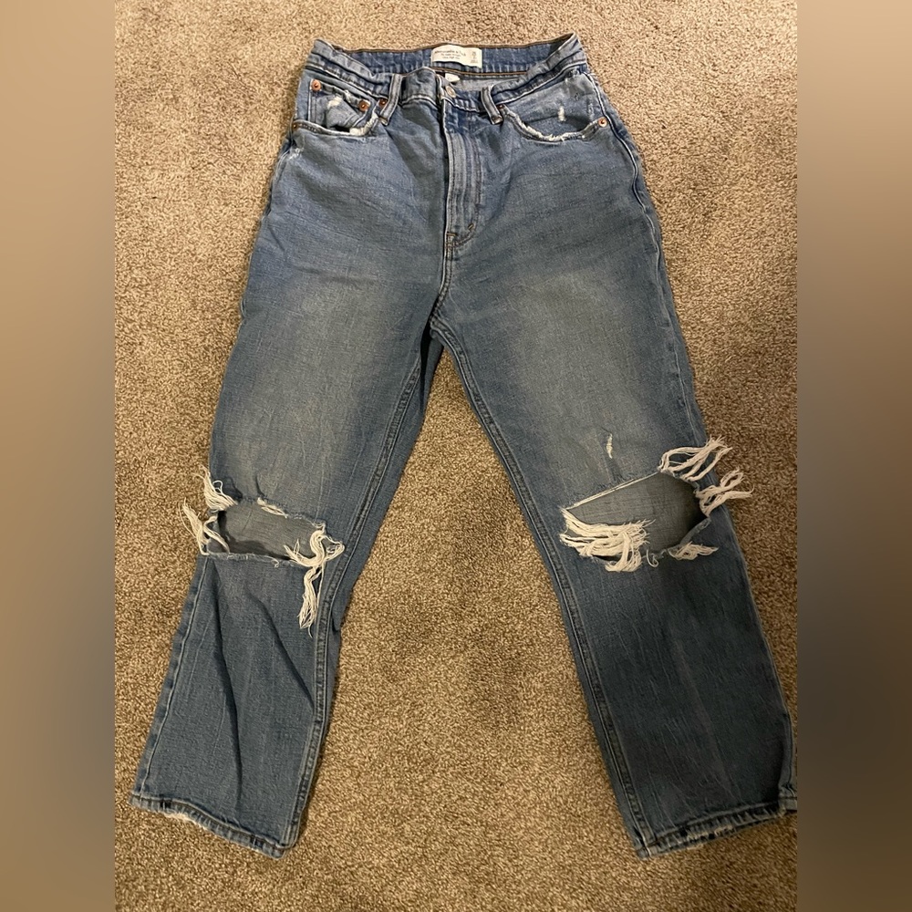 Abercrombie & Fitch Curve Love High Rise Ankle Straight Jeans